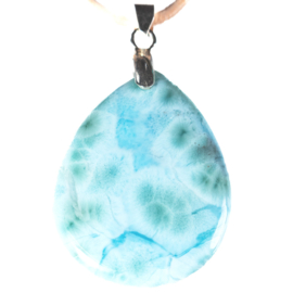 Larimar 1A kwaliteit Groot  Zilveren oog hanger | 1x UNIEK