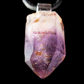 Amethist,  Amethist Brandberg  kristal  hanger 1x UNIEK