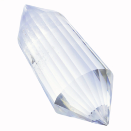 0) Dubbeleinder  Phi - Vogel kristal 24-ZIJDIG,  L. 8,4 cm, 92 gr.