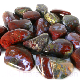 Agaat: Mosagaat, bont, "Red Lightning Agate"  trommelsteen (XL) per st.*