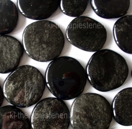 Obsidiaan, Zilver, platte edelsteen per st.**