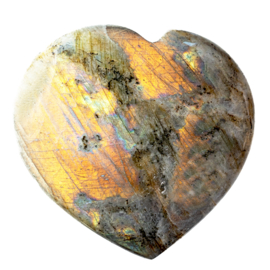 Labradoriet Hart  'Fire Magic' Medium Groot  1x UNIEK