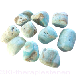 Calciet: Caribbean Blue Calciet trommelsteen. (XL) per st.*