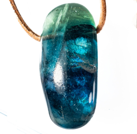 Fluoriet, Blauw hanger groot 1x UNIEK