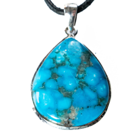 Turquoise 'Kingman' Mine Arizona, Zilveren hanger | 1x UNIEK