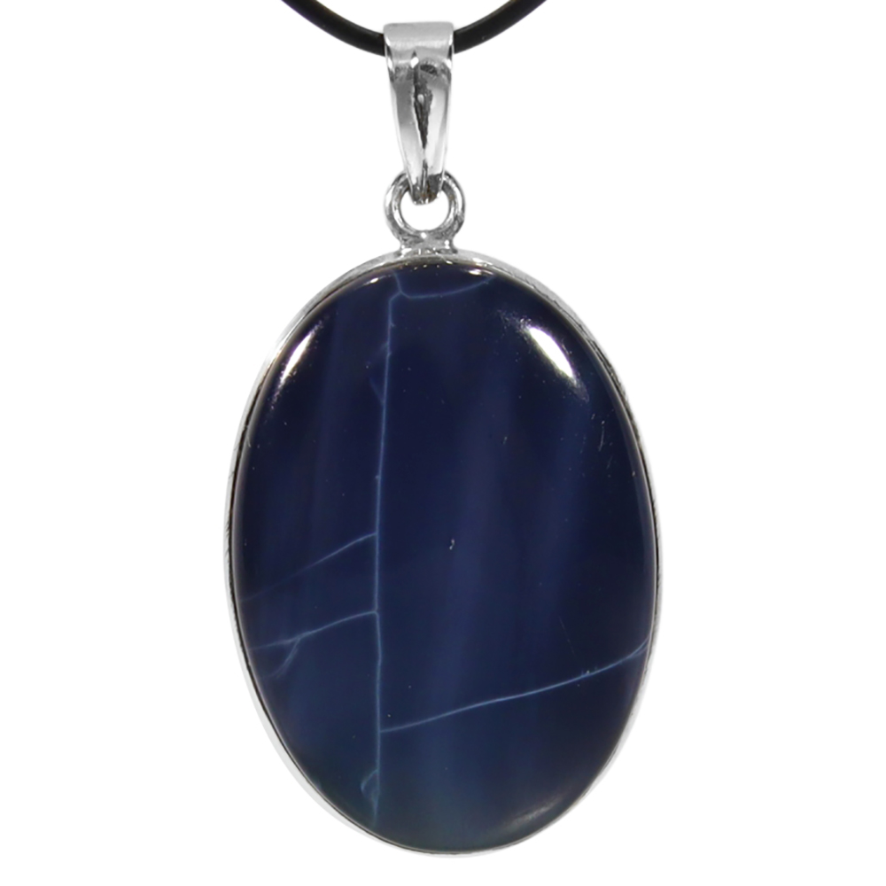 Obsidiaan, Spider Web, Zilveren hanger | 1x UNIEK