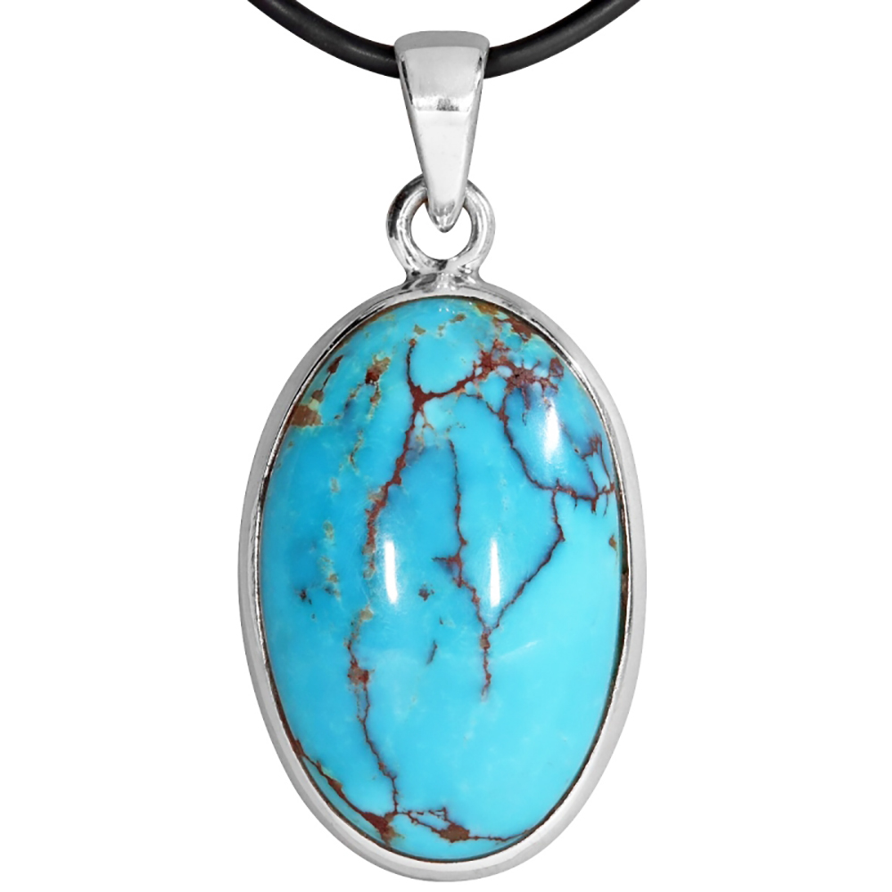 Turquoise 'Kingman' Mine Arizona, Zilveren hanger | 1x UNIEK