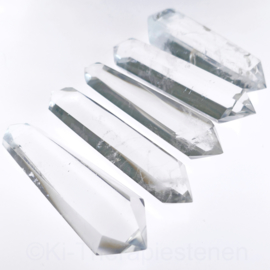 5) Dubbeleinder  Bergkristal SET v. 5 st.  L.9 cm - o.a. Chembuster 
