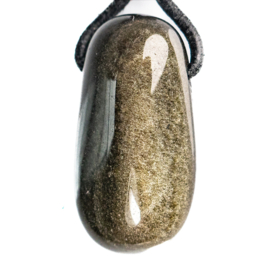 Obsidiaan, Goud  hanger 1x UNIEK