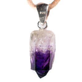 Amethist,  Amethist Brandberg  kristal  hanger 1x UNIEK