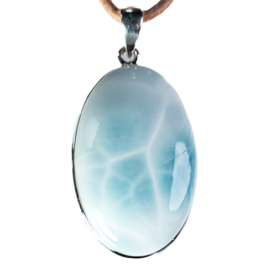 Larimar 1A kwaliteit groot  Zilveren hanger | 1x UNIEK