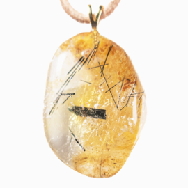 Toermalijn, Kwarts Lemon hanger, Groot 1x UNIEK