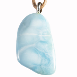 Larimar Groot  hanger met zilveren oog 1x UNIEK