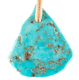 Turquoise  Vlaknuggets, Arizona (stab.), hanger  geboord 1x UNIEK
