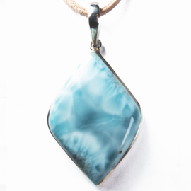 Larimar 1A kwaliteit groot  Zilveren hanger | 1x UNIEK