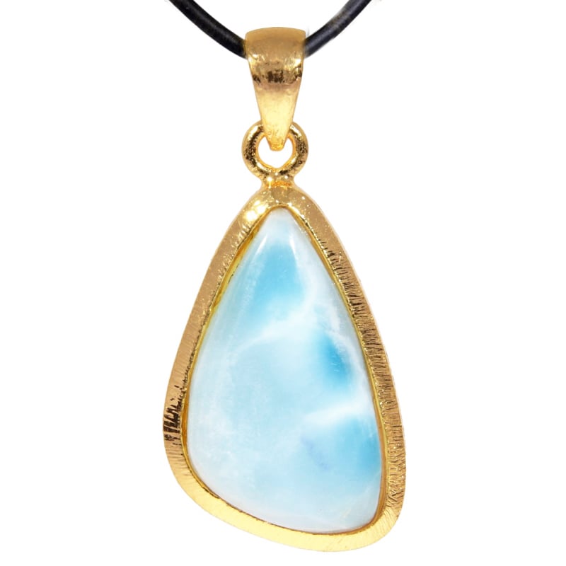 Larimar 1A kwaliteit medium groot  zilver Verguld hanger | 1x UNIEK