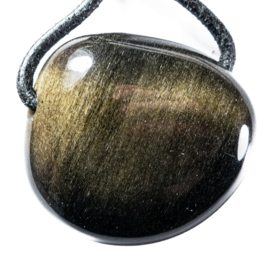Obsidiaan, Goud 1A kwaliteit hanger 1x UNIEK