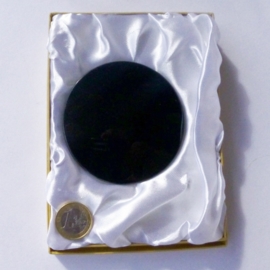 Obsidiaan spiegel ø  7,5 cm (7 tot 8 cm, dik 1 cm)