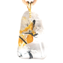 Toermalijn, Kwarts Lemon  hanger, Groot 1x UNIEK