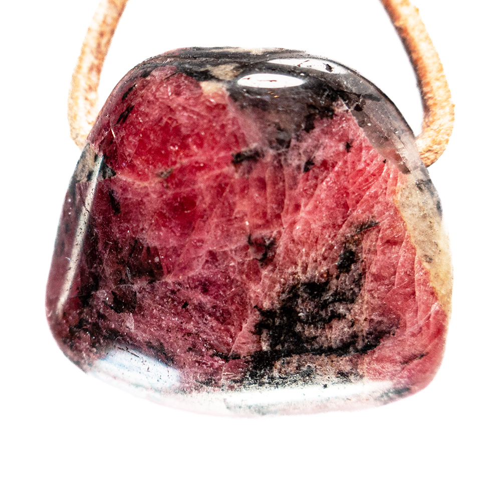 Rhodoniet,  edelsteen hanger L. 2,7 cm 1x UNIEK