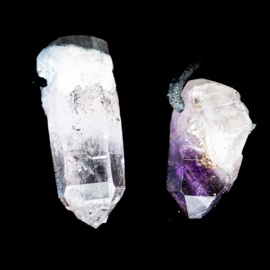 Amethist - Bergkristal Brandberg  kristal SET van 2x UNIEK