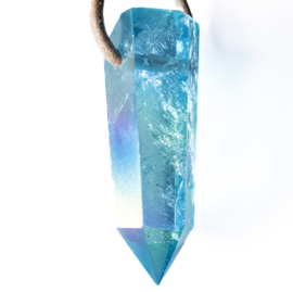 Aqua Aura-kristal, Groot, hanger L. 4,8 cm. 1x UNIEK.
