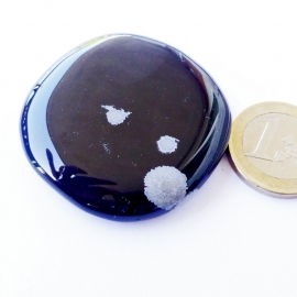 Obsidiaan, Sneeuwvlok, (meer zwart)  platte edelsteen p. st.**