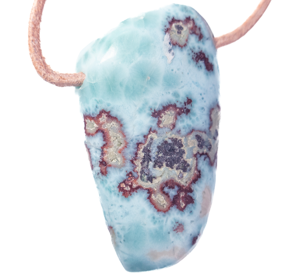 Larimar Groot  hanger geboord 1x UNIEK