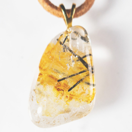 Toermalijn, Kwarts Lemon hanger, Groot 1x UNIEK
