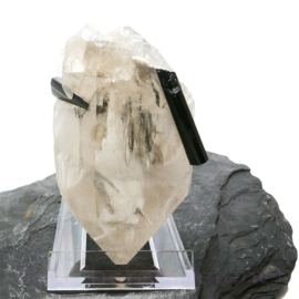 Himalaya-Kwartskristal Dubbeleinder met Toermalijn    1x uniek ex.