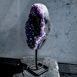 Amethist Cluster-Geode, op metalen staander,  1 kilo, 1x UNIEK