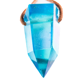 Aqua Aura-kristal, Groot, hanger L. 4 cm. 1x UNIEK.