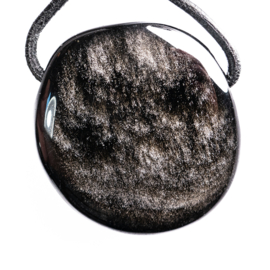 Obsidiaan, Zilver, hanger groot 1x UNIEK
