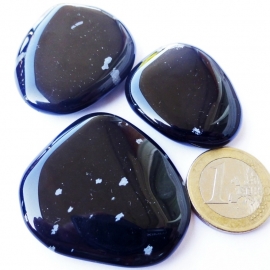 Obsidiaan, Sneeuwvlok, (meer zwart)  platte edelsteen p. st.**