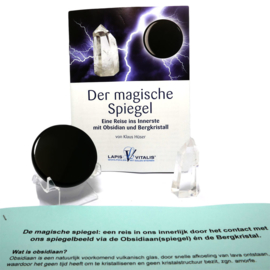 Obsidiaan spiegel ø 5 cm -- kleine Meditatie-Set