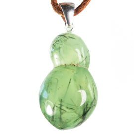 Prehniet (Natuur)  hanger groot met Zilveren oog 1x UNIEK