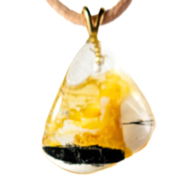 Toermalijn, Kwarts Lemon hanger, Groot 1x UNIEK