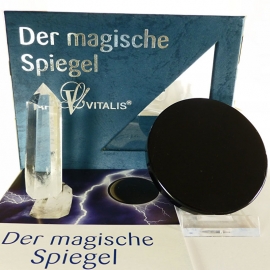 Obsidiaan spiegel ø ca 8 cm -- Meditatie-Set