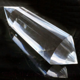 0) Dubbeleinder  Phi - Vogel kristal 24-ZIJDIG,  L. 8,7 cm, 75 gr.