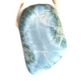 Larimar, Groot  hanger geboord 1x UNIEK