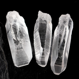 Lemurische (Diamantina) Laserkristal, Set  3 st. L. 9 cm. 0,225 kg