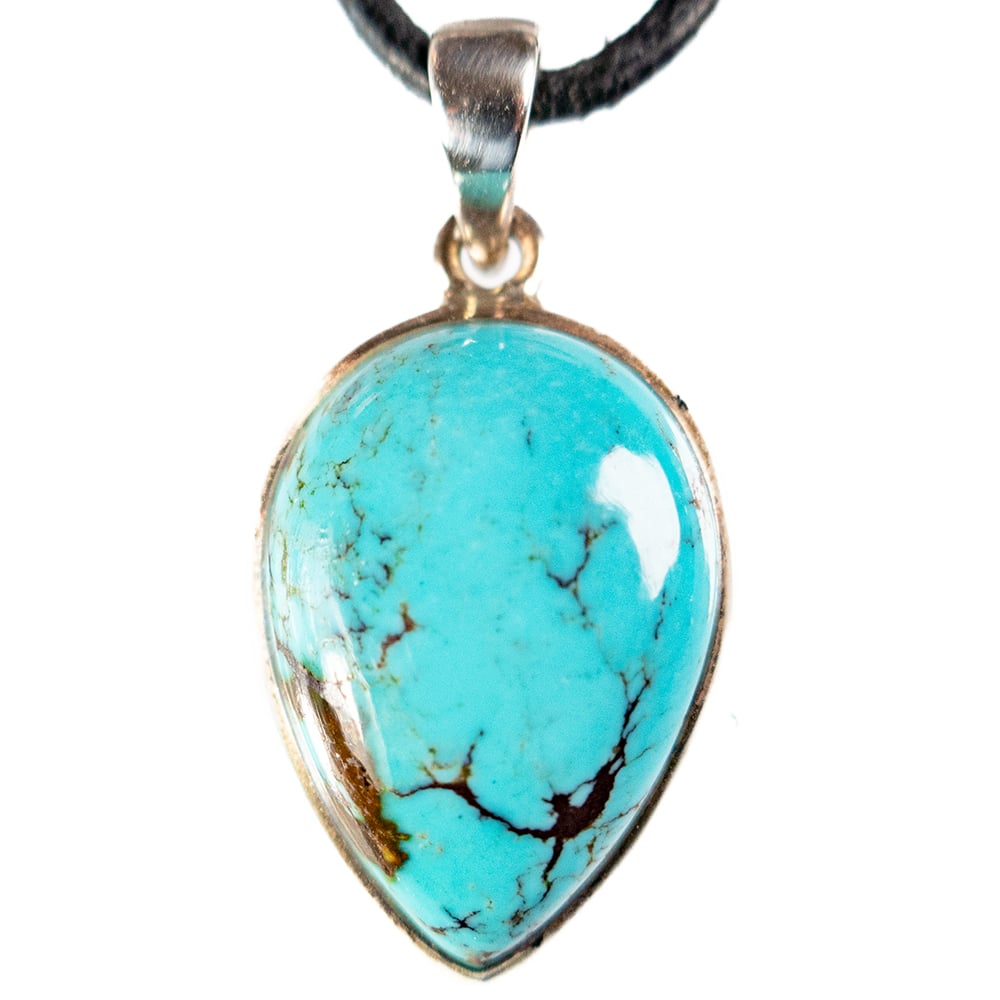 Turquoise 'Kingman' Mine Arizona, Zilveren hanger | 1x UNIEK