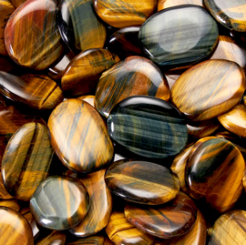 Tijgeroog, platte edelsteen Multicolour per st.*