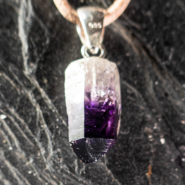 Amethist,  Amethist Brandberg  kristal  hanger 1x UNIEK