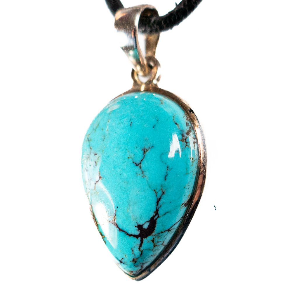 Turquoise 'Kingman' Mine Arizona, Zilveren hanger | 1x UNIEK