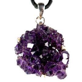 Amethist,  zilveren hanger | cluster 1x UNIEK