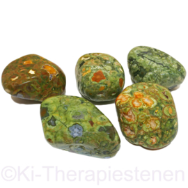 Jaspis: Regenwoud jaspis,   trommelsteen (XXL) SET v. 5 st.