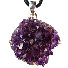 Amethist,  zilveren hanger | cluster 1x UNIEK