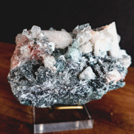 Apofyliet kristallen op cluster (+standaard)   (Poona India)