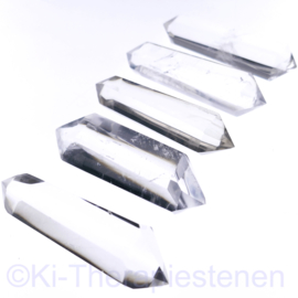 6) Dubbeleinder  Bergkristal  SET v. 6 st. L. 5,5 cm